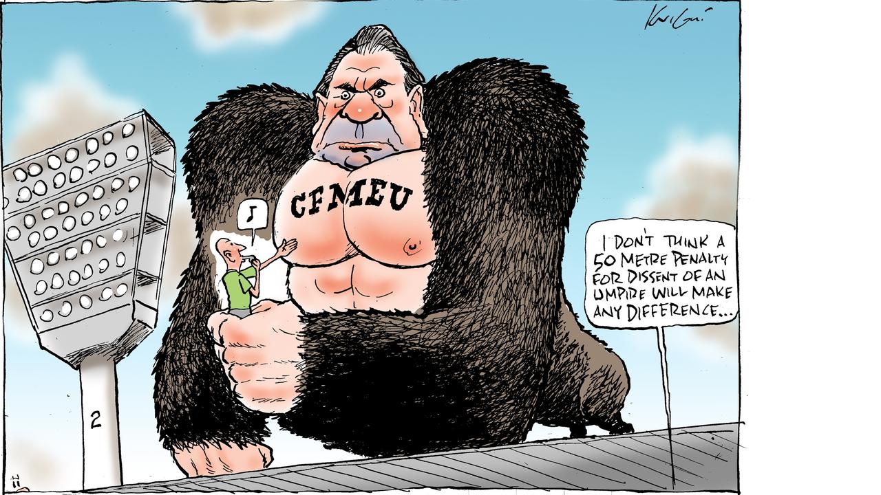 Mark Knight's AFL gorilla is construction union heavyweight John Setka. Picture: Mark Knight