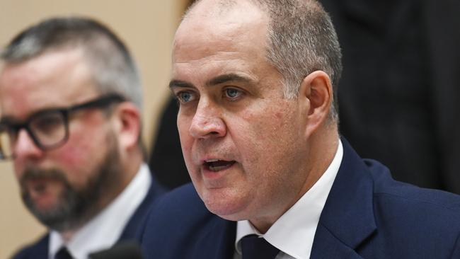 ABC Managing Director David Anderson during the Environment and Communications Senate Estimates at Parliament House in Canberra. Picture: NCA NewsWire / Martin Ollman