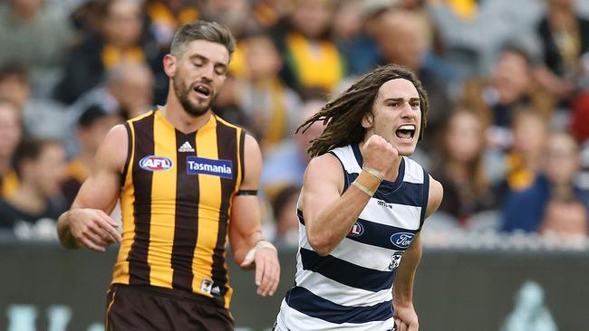 Gryan Miers has added another dimension to Geelong’s reshaped forward line. Picture: Michael Klein.