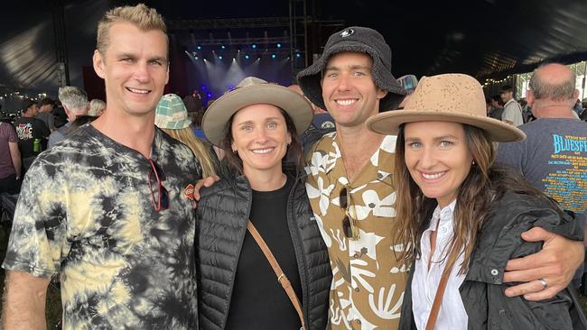 Ben Minns, Carissa Maass, Josh Holland and Michaley Holland at Bluesfest 2023. Picture: Savannah Pocock