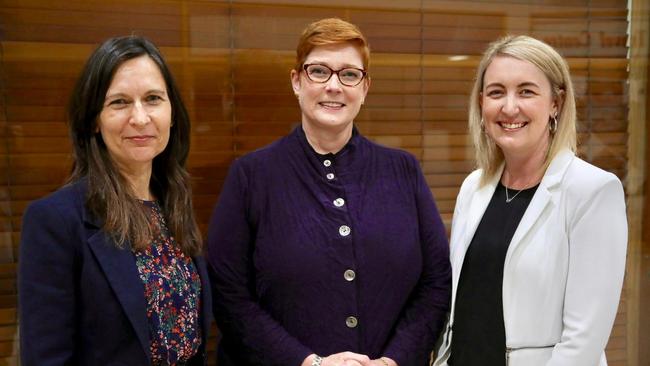 Wentworth Healthcare chief executive Lizz Reay with Marise Payne and Sarah Richards.