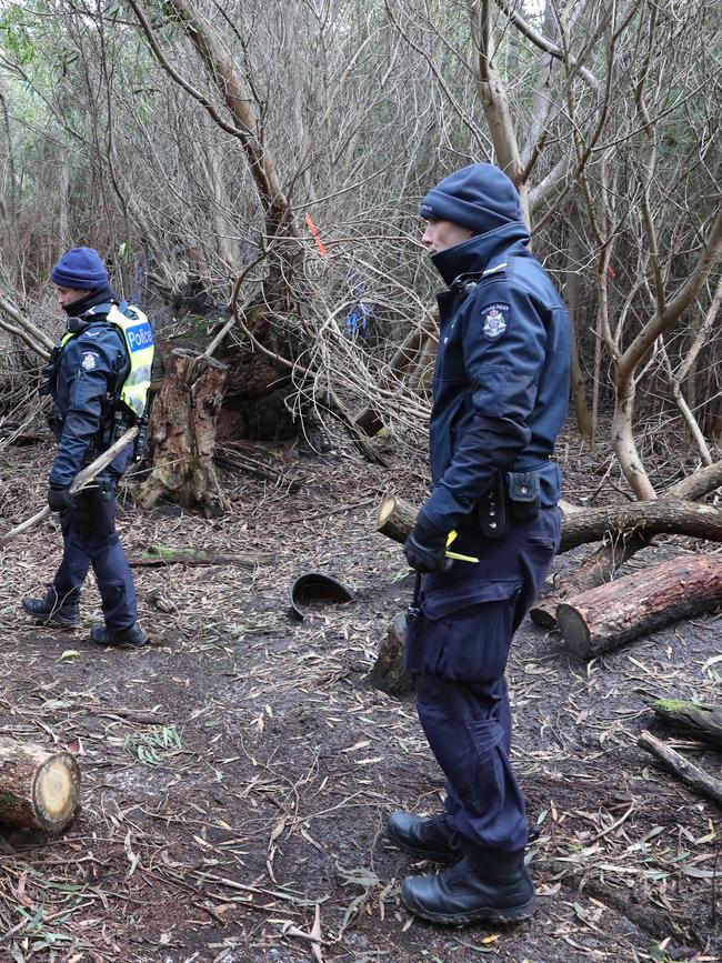 Police searched bushland in Cranbourne following his disappearance. Picture: David Crosling