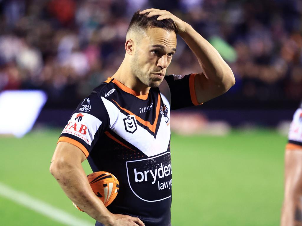 Luke Brooks suffered some tough times in his 205 games for the Tigers. Picture: Jenny Evans/Getty Images