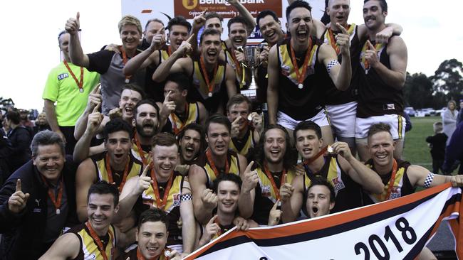 Boronia celebrates its Division 3 grand final win. Picture: Davis Harrigan