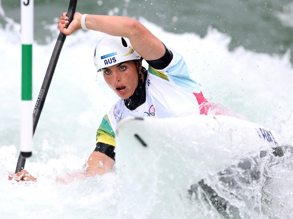 PARIS, FRANCE - JULY 27: Jessica Fox of Team Australia competes during the WomenÃ¢â&#130;¬â&#132;¢s Kayak Single Heats 2nd Run on day one of the Olympic Games Paris 2024 at Vaires-Sur-Marne Nautical Stadium on July 27, 2024 in Paris, France. (Photo by Justin Setterfield/Getty Images)