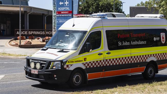 An ambulance leaves the Alice Springs hospital, Saturday, February 4, 2023. Picture: Kevin Farmer