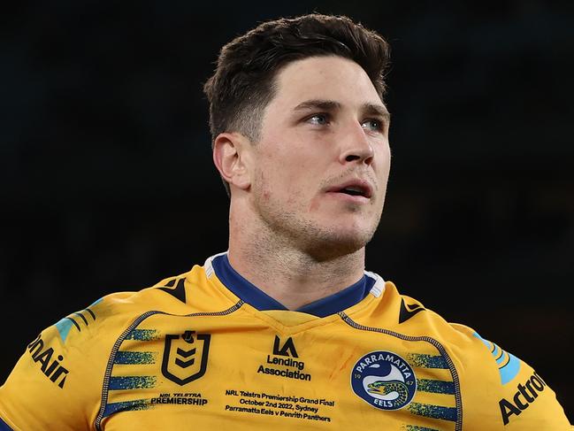 SYDNEY, AUSTRALIA - OCTOBER 02: Mitchell Moses of the Eels looks dejected after defeat during the 2022 NRL Grand Final match between the Penrith Panthers and the Parramatta Eels at Accor Stadium on October 02, 2022, in Sydney, Australia. (Photo by Mark Kolbe/Getty Images)