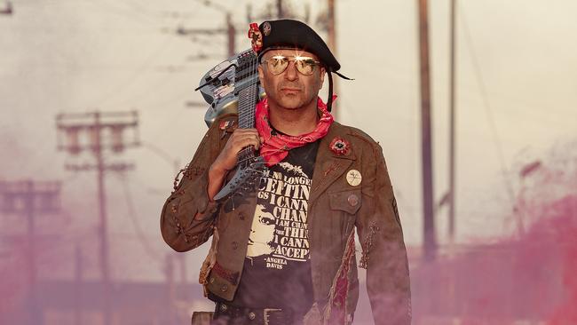 American guitarist, singer and songwriter Tom Morello – formerly of rock bands Rage Against the Machine and Audioslave – who will tour Australia in 2025, including shows at Byron Bay Bluesfest. Picture: Chris Anthony