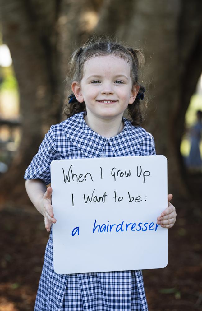 Toowoomba East State School prep student Isobel on the first day of school, Tuesday, January 28, 2025. Picture: Kevin Farmer