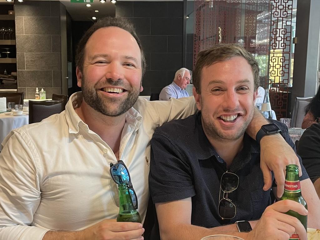 Sam Landsberger (right) with his close mate Nick Smart.