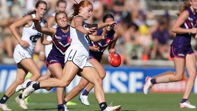 Carlton’s Grace Egan in action against Fremantle. Picture: Getty Images