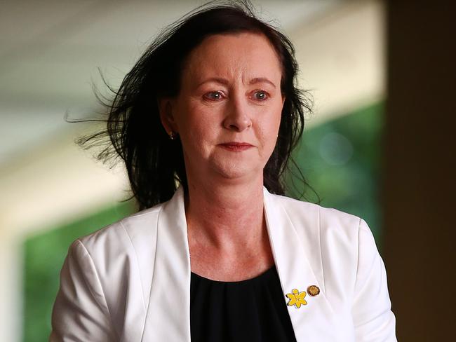 Attorney General Yvette D'Ath arrives to a press conference at Parliament house in Brisbane, Thursday, August 22, 2019. (AAP Image/Jono Searle) NO ARCHIVING