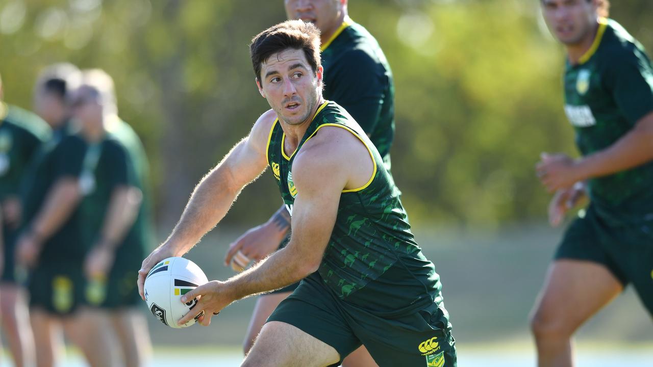 Ben Hunt is seen during training for the NRL's Prime Ministers XIII at Nudgee College in Brisbane. (AAP Image/Darren England)