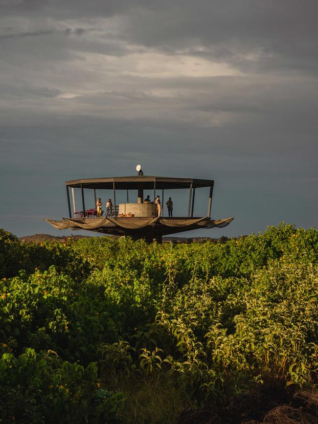 A viewing tower at the lodge.