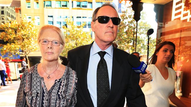 Robert Hughes outside Downing Centre Court with his wife Robyn Gardiner during his trial. Picture: Adam Taylor