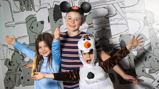 Riley Verrall, Macy Verrall and Smith Shanahan get in the Disney spirit. Picture: Mark Stewart