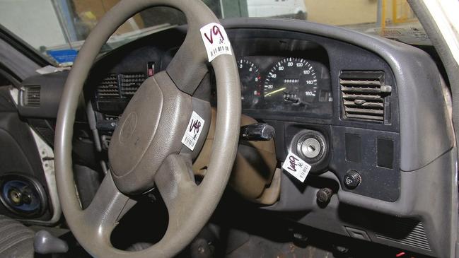 Markers in the vehicle record where police took samples from.