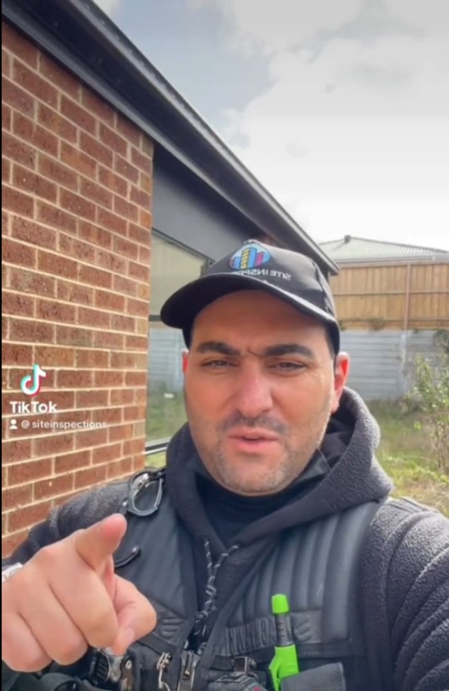 Zeher Khalil shares examples of shonky and defective homes on TikTok. Picture: TikTok/ siteinspections