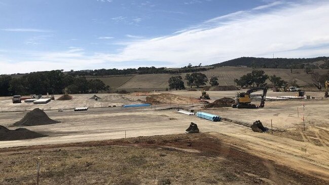 Construction of the Regional Sports Hub in Mount Barker is underway, which will include premier league soccer pitches. Source: Mount Barker District Council.