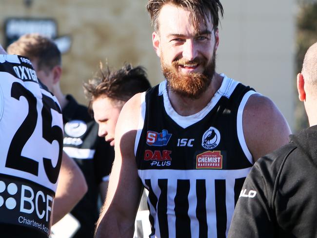 SANFL: Port Adelaide v Norwood at Alberton Oval. Port Player #22 Charlie Dixon during half a break in play. (AAP/Emma Brasier)