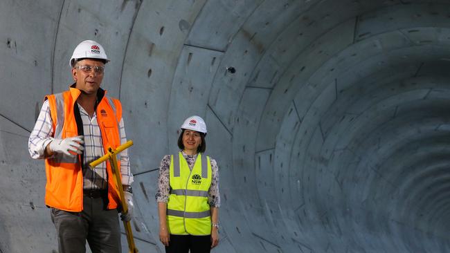 Premier Gladys Berejiklian and Minister Transport and Roads Andrew Constance mark a significant milestone for the City &amp; Southwest Metro project today in Sydney, Australia. Picture: NCA NewsWire / Gaye Gerard