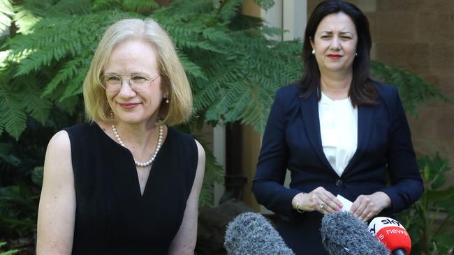 Chief Health Officer Dr Jeannette Young and Premier Annastacia Palaszczuk. Picture: Peter Wallis