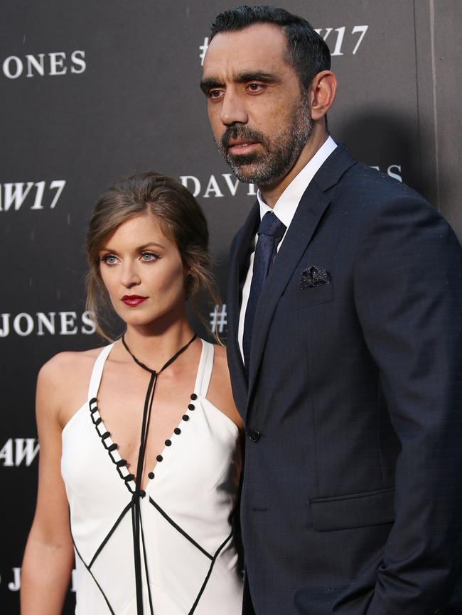 Adam Goodes and his partner Natalie Croker. Picture: AAP