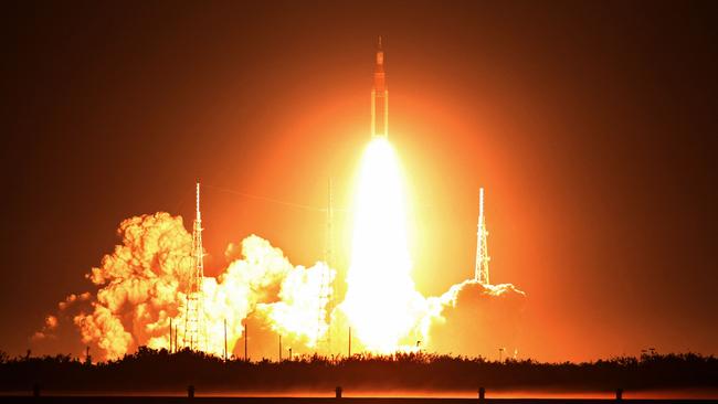 The Artemis I unmanned lunar rocket lifts off. Picture: Gregg Newton/AFP