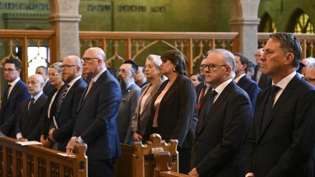 Opposition Peter Dutton and Prime Minister Anthony Albanese, attending an ecumenical service to commemorate the start of commencement, have discussed the issue. Picture: NCA NewsWire / Martin Ollman