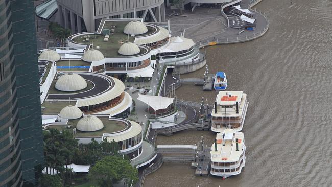 January 2011: Aftermath from Queensland floods at Eagle Street Pier. Picture: Bruce Long