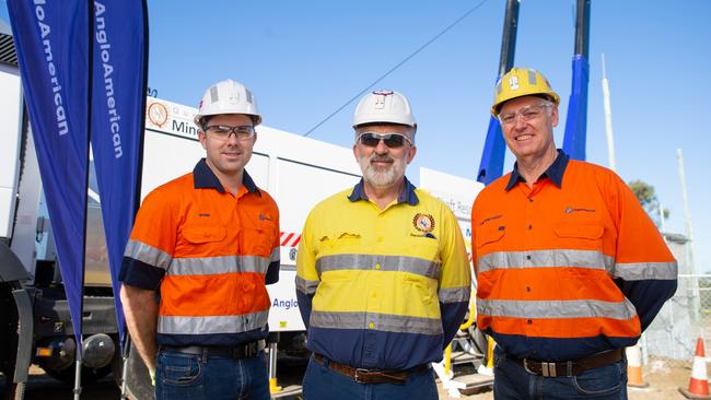 Shane McDowall (GM Aquila Mine, Anglo American), David Carey (CEO QMRS) and Chris Gately (Safety &amp; Health Manager Anglo American).