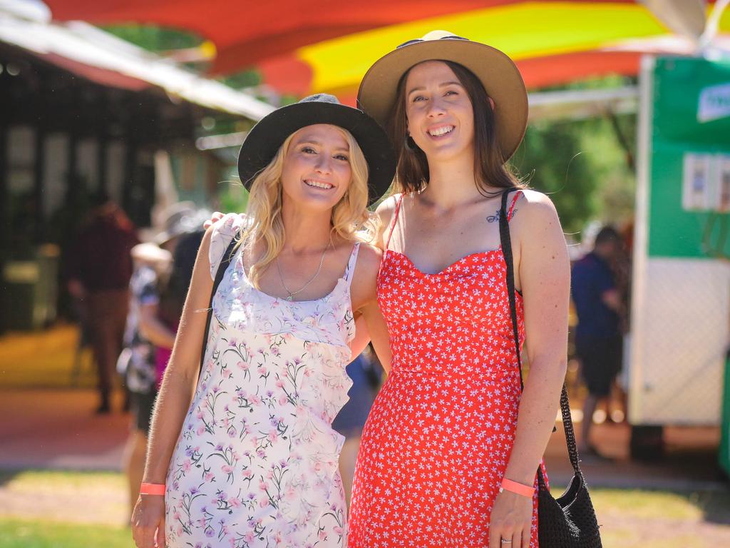 Danielle Bellamy and Jessica Volt at the 2021 Adelaide River Races. Picture: Glenn Campbell