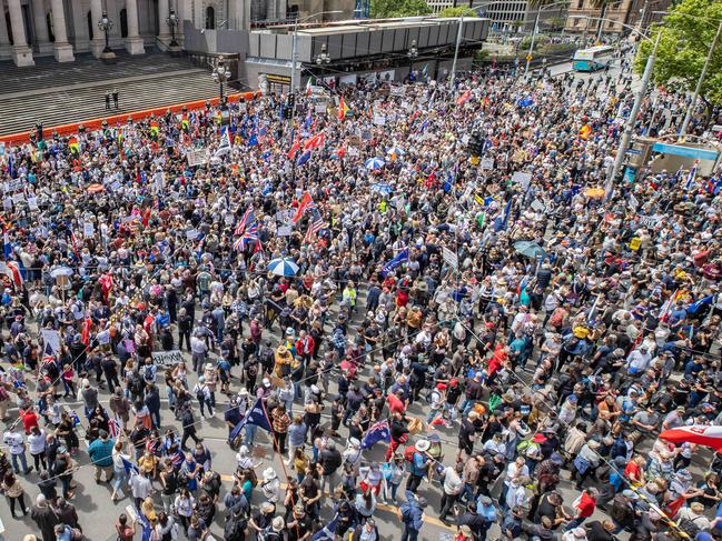 The massive crowd in Melbourne. Picture: Jason Edwards