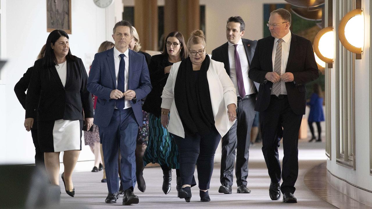 Federal Education Minister Jason Clare with state and territory education ministers at Parliament House in Canberra. Picture: NCA NewsWire / Gary Ramage