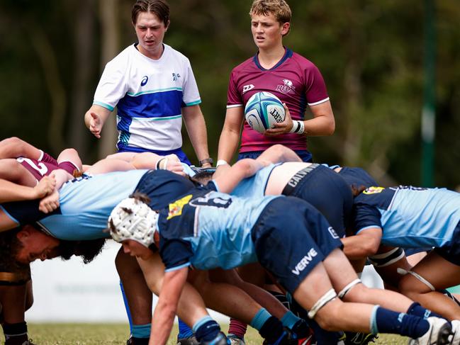 Action in the Gen Blue v Queensland Red U16 rugby championship. Pic: Kev Nagle