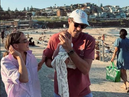 Pat Cummins and wife Becky with baby Edi