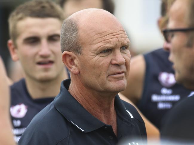 Southern Football League: Noarlunga v Flagstaff Hill. Noarlunga Coach Barry Pilmore. 13 April 2019. (AAP Image/Dean Martin)