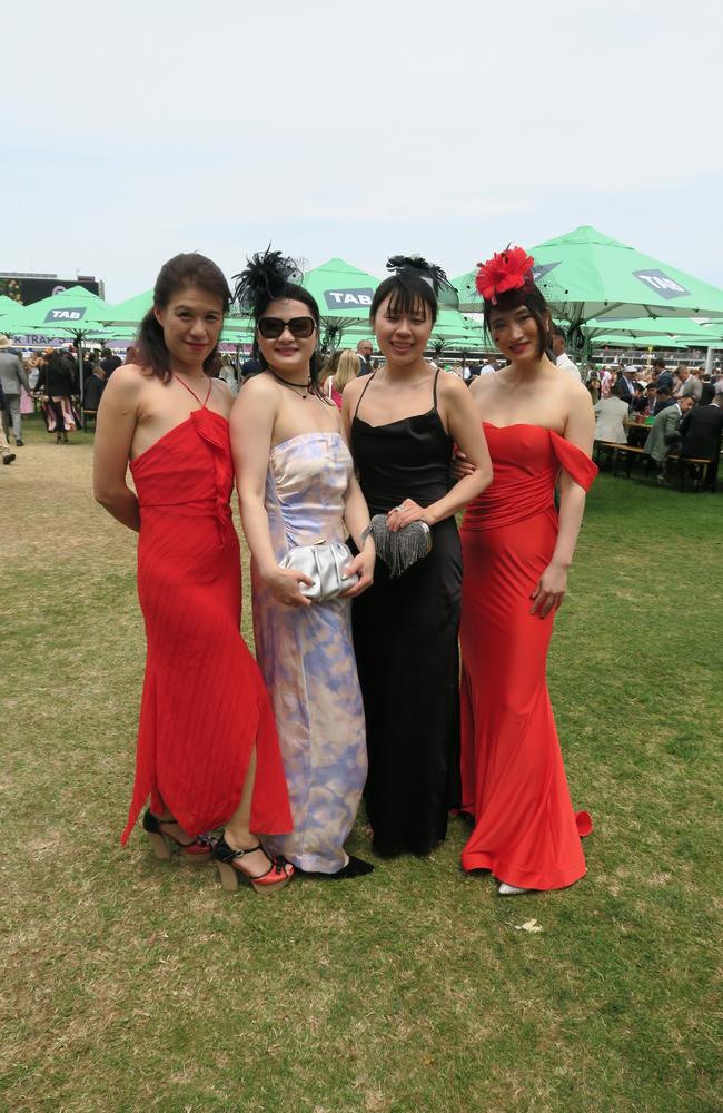 Cyanzi's group at Seppelt Wines Stakes Day 2024 at Flemington Racecourse. Picture: Gemma Scerri