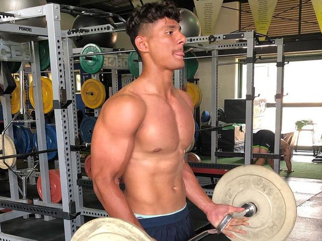 BUZZ SPECIAL.Canberra Raiders NRL young gun Gordon Whippy at the gym. Picture: InstagramPicture: Supplied 22/01/2