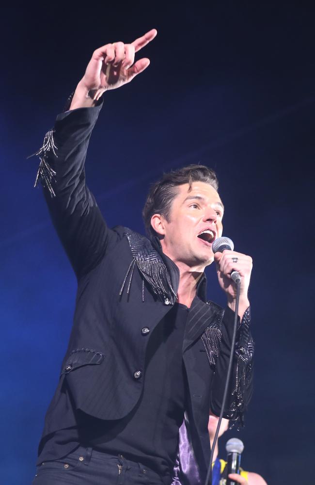The Killers lead singer Brandon Flowers and the 2017 AFL Grand Final. Picture: Alex Coppel.