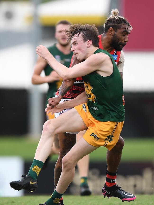 St Mary's won against the Tiwi Bombers in Round 3 of the NTFL Men's Premier League. Picture: Felicity Elliott/AFLNT Media
