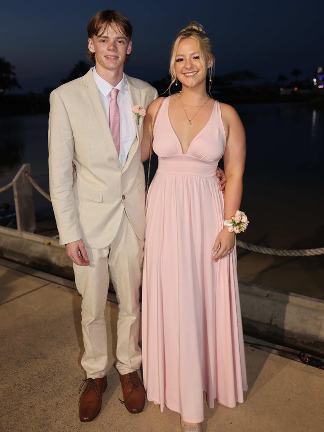 Lochie Hilton and Mackenzie Schofield at the Southport State High School Formal at SeaWorld. Picture, Portia Large.