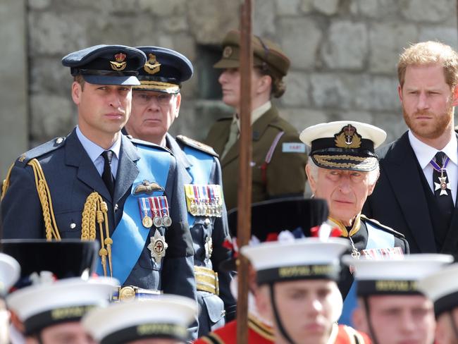 Princes William and Harry at the Queen’s funeral. (Photo by Chris Jackson/Getty Images)