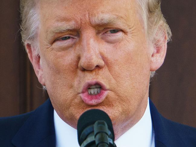 US President Donald Trump speaks during a labor day press conference in the North Portico of the White House in Washington, DC on September 7, 2020. (Photo by MANDEL NGAN / AFP)