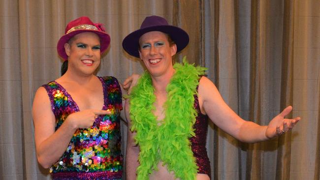 Accordion Hans (Matt Gilbertson) and Cameron Ling at the 2019 RCH Good Friday Appeal. Picture: Fiona Byrne