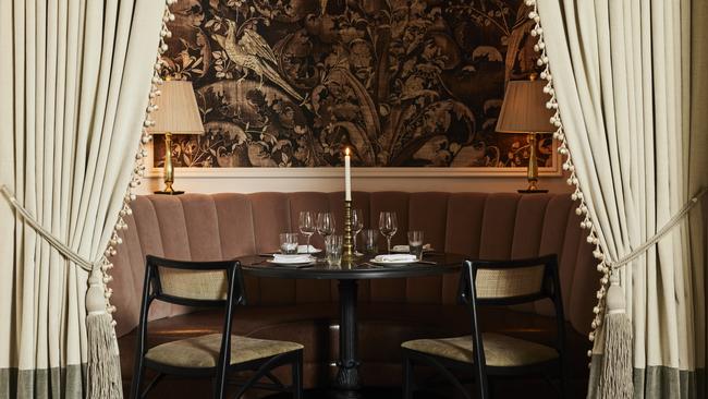 An intimate dining nook at La Marchande restaurant.