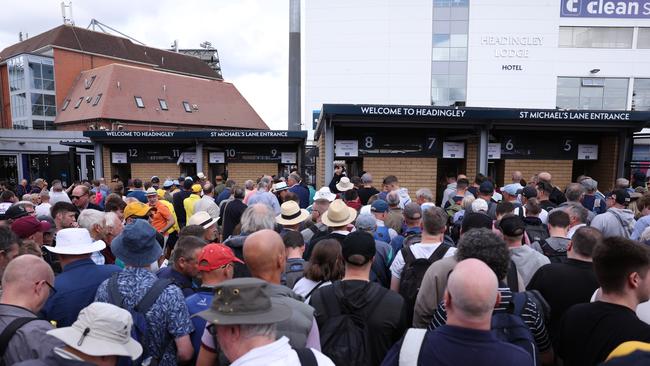 Cricket fans arrive ahead of day one of the third Ashes Test – creating a hostile atmosphere for the visiting Australians. Picture: Getty