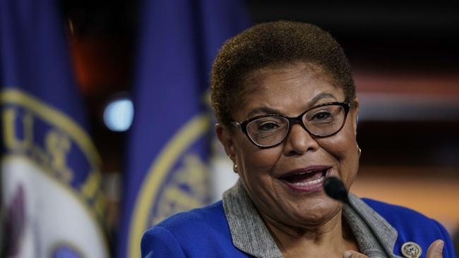 Mayor Karen Bass faced criticism for being on a trip to Ghana as the crisis took hold. Picture: Drew Angerer/Getty Images/AFP