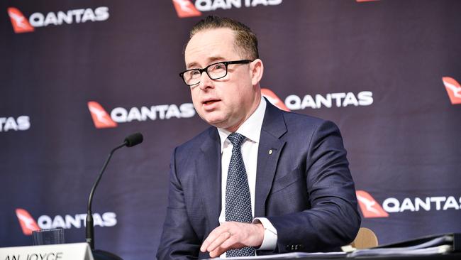 Qantas CEO Alan Joyce says a majority of customers back the requirement for international travellers to be vaccinated against COVID-19 before boarding a flight. Picture: Flavio Brancaleone/NCA Newswire