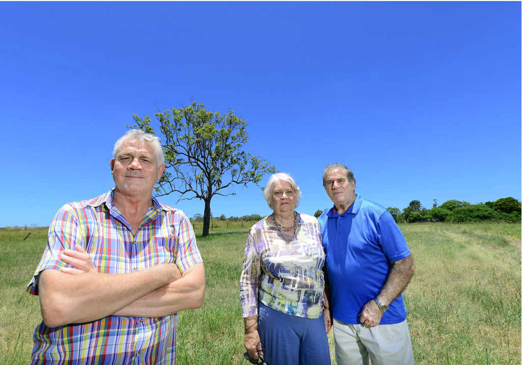 TAKING A STAND: Gervase Pender and Bernadette and Warren Stone’s homes will be sandwiched between small lot estates under a new proposal. Picture: DAVID NIELSEN